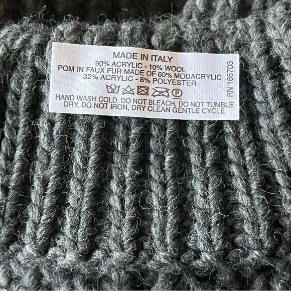 BA-BO Italian Wool Faux Fur Pom Pom Hat NWT - Picture 5 of 5